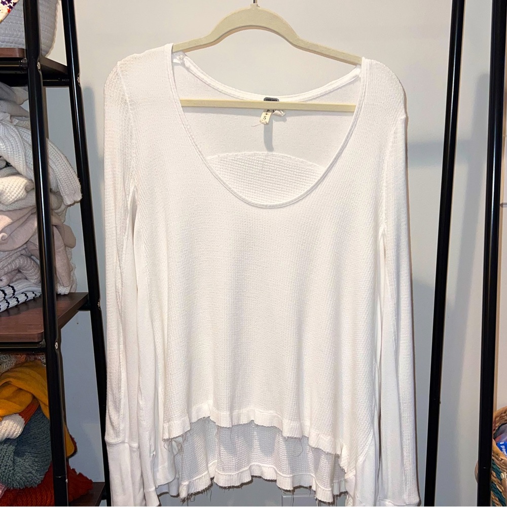Free People We The Free Long Sleeve Waffle Swing Top